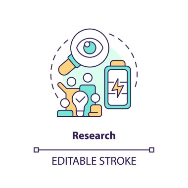 Editable research concept, isolated vector, thin line icon representing carbon border adjustment.
