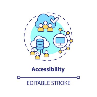 Düzenlenebilirlik kavramı ince çizgi simgesi, veri demokratikleşmesini temsil eden izole vektör.