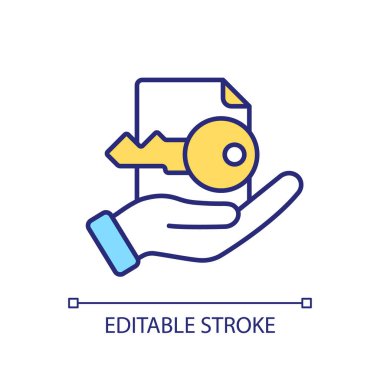 Veri demokratikleşmesini, izole edilmiş vektörü, ince çizgi illüstrasyonunu temsil eden düzenlenebilir yetki ikonu.