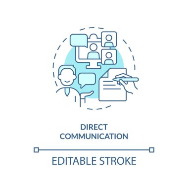 Düzenlenebilir doğrudan iletişim mavi ikonu konsepti, izole edilmiş vektör, hükümetin ince çizgi illüstrasyonu.