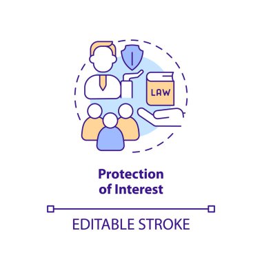 Faiz simgesi kavramının düzenlenebilir korunması, izole edilmiş vektör, hükümetin ince çizgi illüstrasyonu.