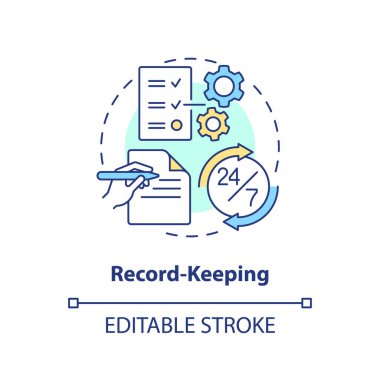 Düzenlenebilir kayıt simgesi konsepti, izole edilmiş vektör, hükümetin ince çizgi illüstrasyonu.