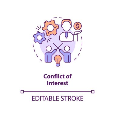 Düzenlenebilir çıkar çatışması simgesi konsepti, izole edilmiş vektör, hükümetin ince çizgi illüstrasyonları.