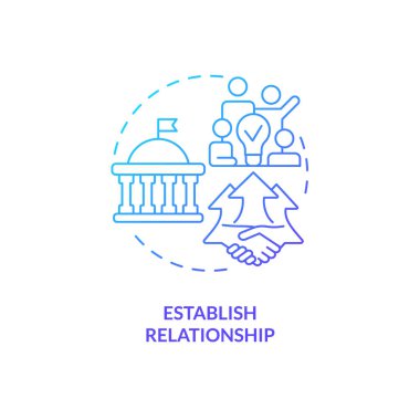 Gradyan ilişki simgesi konsepti, izole vektör, hükümet ince çizgi çizimi lobi.