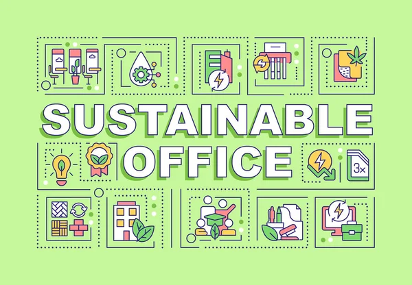 Устойчивая Концепция Офисного Текста Различными Иконками Зеленом Монохроматическом Фоне Векторная Лицензионные Стоковые Иллюстрации