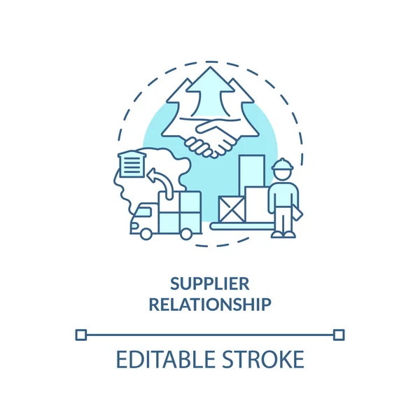 Editable Supplier Relationship Blue Thin Line Icon Concept Isolated Vector — Stock Vector