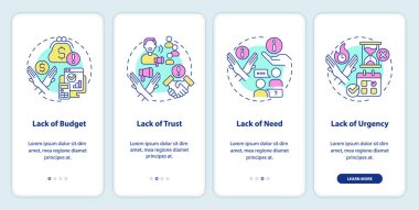 Mobil uygulama ekranında itiraz türleri. Satış tekniği. Doğrusal kavramlarla birlikte düzenlenebilir grafik talimatları. UI, UX, GUI şablonu. Kullanılan sayısız Pro-Kalın, Düzenli yazı tipleri