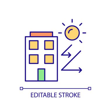 Düzenlenebilir yapı zarfı simgesi sürdürülebilir ofisi, izole edilmiş vektörü, ince çizgi illüstrasyonunu temsil eder.