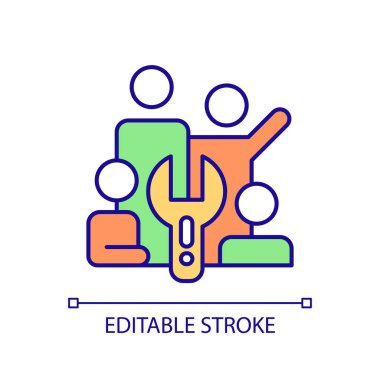 Düzenlenebilir çoklu renk bakım simgesi sürdürülebilir ofisi temsil ediyor, izole vektör, ince çizgi illüstrasyonu.