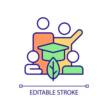 Sürdürülebilir ofisi, izole edilmiş vektörü, ince çizgi illüstrasyonunu temsil eden düzenlenebilir karmaşık uygulama simgesi.