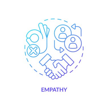 Empathy blue gradient concept icon. Customer understanding. Building rapport. Emotional intelligence. Sales success. Round shape line illustration. Abstract idea. Graphic design. Easy to use clipart