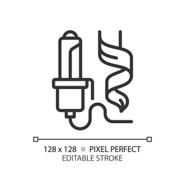2B piksel mükemmel özelleştirilebilir saç bigudisi siyah ikon, izole vektör, saç bakımı ince çizgi basit illüstrasyon.
