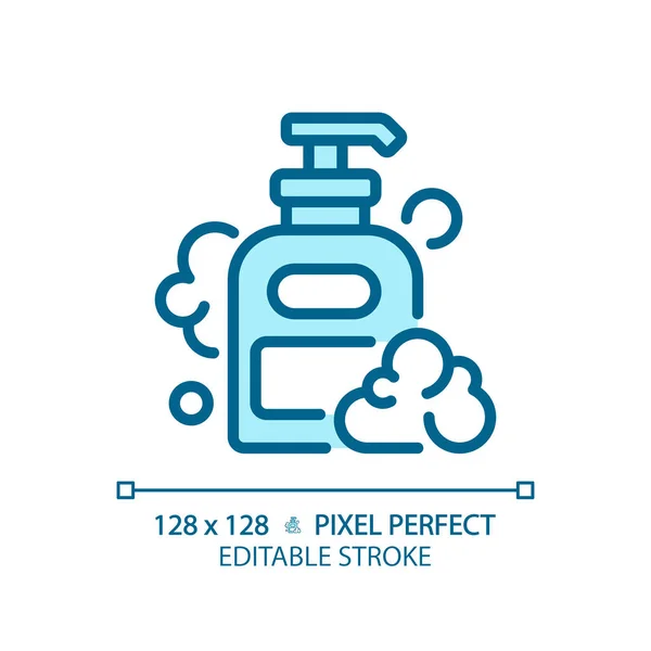 Pikseli Idealny Edytowalny Szampon Butelka Niebieska Ikona Izolowany Wektor Pielęgnacja — Wektor stockowy