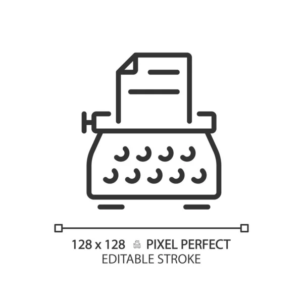 Pikseli Idealna Edytowalna Czarna Ikona Maszyny Pisania Izolowany Wektor Cienka — Wektor stockowy