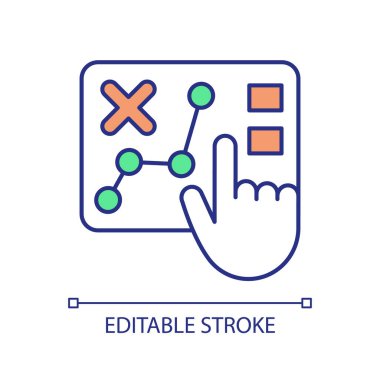 Hata analiz RGB renk simgesi. Hata düzeltmesi. İş stratejisi. Veri analizi. Yönetimi değiştir. Piyasa araştırması. İzole vektör çizimi. Basit bir çizgi çizimi. Düzenlenebilir vuruş