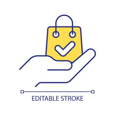 RGB karar renk simgesi alınıyor. İnternetten aldım. Doğrulama emri. Başarılı bir ödeme. E ticaret. Markette. İzole vektör çizimi. Basit bir çizgi çizimi. Düzenlenebilir vuruş