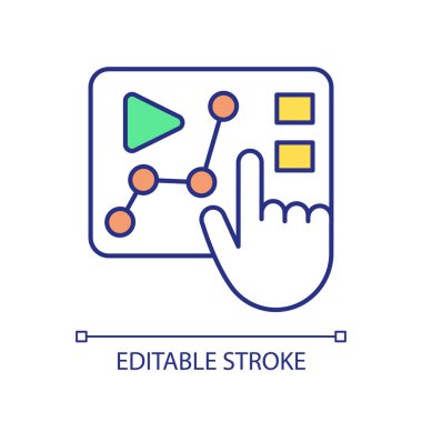 Video Analizi RGB renk simgesi. Dijital pazarlama. Performans analizi. İçerik stratejisi. İzleme sonuçları. Sosyal medya. İzole vektör çizimi. Basit bir çizgi çizimi. Düzenlenebilir vuruş