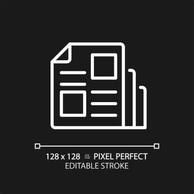 2B piksel mükemmel düzenlenebilir beyaz dergi simgesi, izole edilmiş vektör, gazeteciliği temsil eden ince çizgi illüstrasyonu.