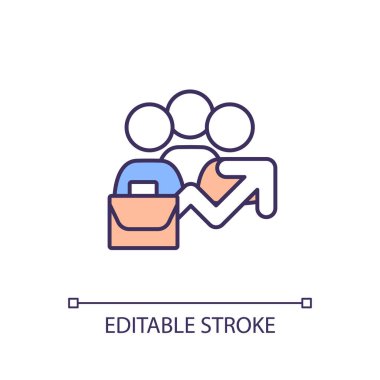 2D düzenlenebilir emlak ince çizgi simgesi, izole vektör, çok renkli illüstrasyon aşırı üretimi temsil ediyor.