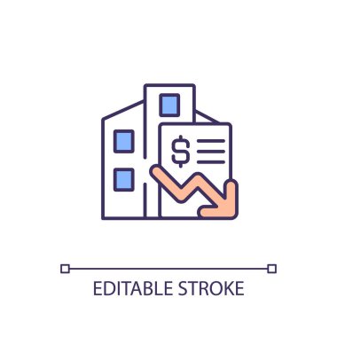 2D düzenlenebilir emlak ince çizgi simgesi, izole vektör, çok renkli illüstrasyon aşırı üretimi temsil ediyor.