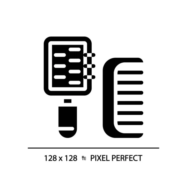Pixel Cepillos Pelo Perfecto Icono Estilo Glifo Vector Aislado Cuidado — Vector de stock