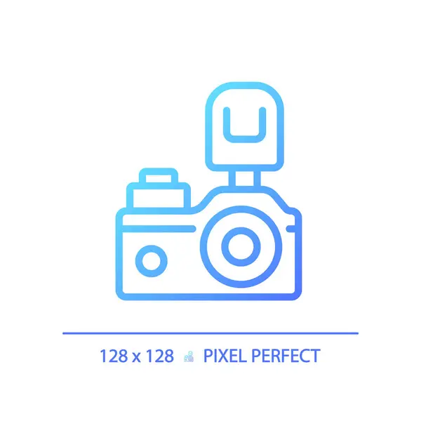 stock vector 2D pixel perfect gradient camera icon, isolated vector, thin line blue illustration representing journalism.