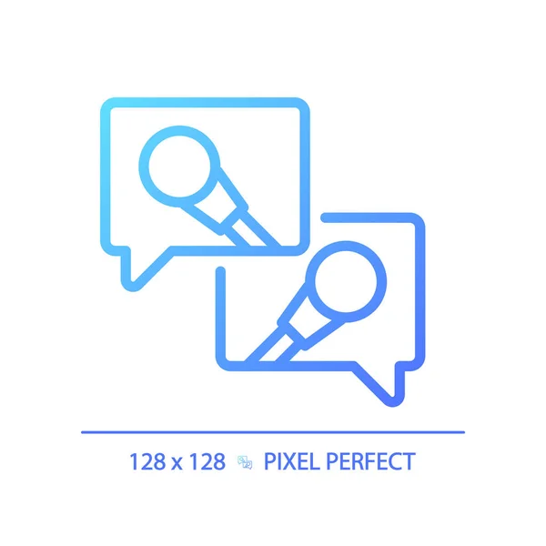 Pixel Perfect Gradient Media Interview Icon Isolated Vector Thin Line — Stock Vector