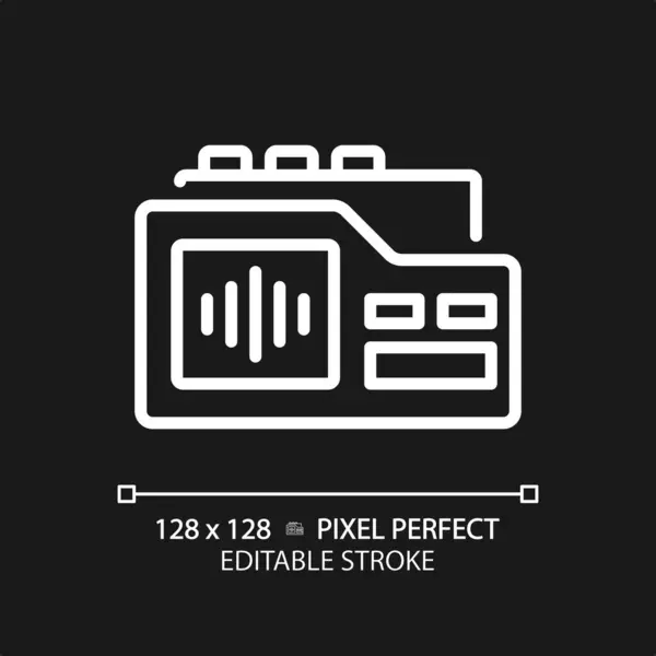 Pixel Perfect Bewerkbare Witte Stem Recorder Icoon Geïsoleerde Vector Dunne — Stockvector