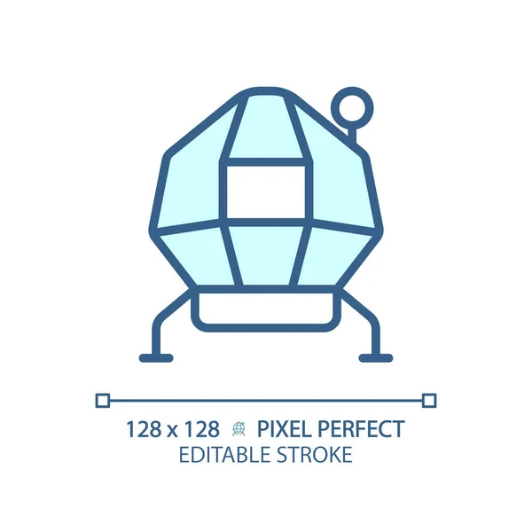 Lunar Module Pixel Perfect Light Blue Icon Moon Lander Space — Stock Vector