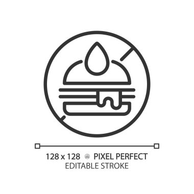 2D piksel mükemmel düzenlenebilir siyah abur cubur ikonu, izole vektör, ince çizgi çizimi alerjensiz besin temsil ediyor.