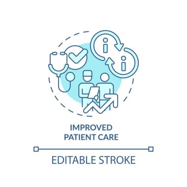 2D düzenlenebilir mavi simge hasta bakımı konseptini geliştirdi, izole edilmiş tek renkli vektör, sağlık işbirliği kaynakları ince çizgi çizimi.