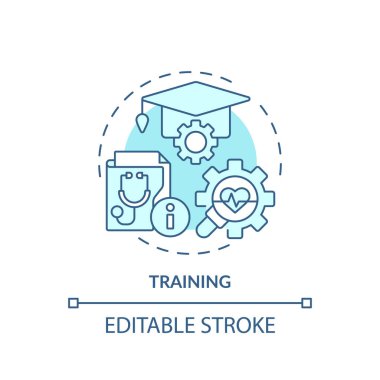2B düzenlenebilir mavi ikon eğitim konsepti, izole edilmiş tek renkli vektör, sağlık işbirliği kaynakları ince çizgi çizimi.