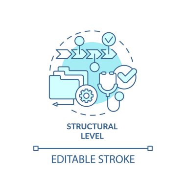 2B düzenlenebilir mavi ikon yapısal seviye konsepti, izole edilmiş tek renkli vektör, sağlık işbirliği kaynakları ince çizgi çizimi.