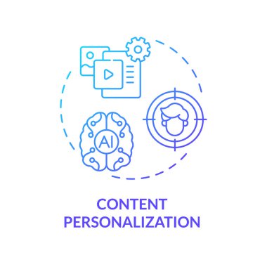 Gradient content personalization icon concept, isolated vector, AI for SEO thin line illustration. clipart