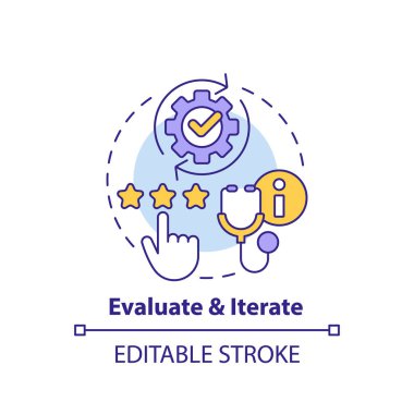 2B düzenlenebilir çoklu renk simgesi, kavramı değerlendir ve yinele, izole vektör, sağlık işbirliği kaynakları ince çizgi çizimi.