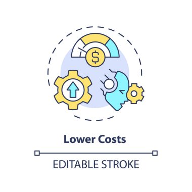 2 Boyutlu düzenlenebilir düşük maliyetli simge Yapay Zeka işlemini temsil ediyor, izole edilmiş vektör, çok renkli ince çizgi çizimi.