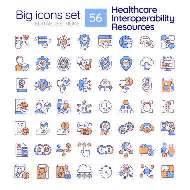 2D editable multicolor big line icons set representing online therapy, isolated vector, linear illustration. clipart