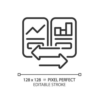 2B piksel mükemmel özelleştirilebilir siyah grafik karşılaştırması ok sembolleri simgesi, izole vektör, ince çizgi çizimi karşılaştırmaları temsil.
