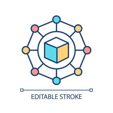 2B düzenlenebilir jetonlar ince çizgi simgesi, izole edilmiş vektör, dijital para birimini temsil eden çok renkli illüstrasyon.