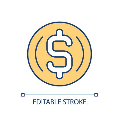 2B düzenlenebilir yasal ihale ince çizgi simgesi, izole edilmiş vektör, dijital para birimini temsil eden çok renkli illüstrasyon.