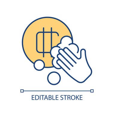 İnce çizgi simgesinin yanlış kullanımı için 2B düzenlenebilir potansiyel, izole edilmiş vektör, dijital para birimini temsil eden çok renkli illüstrasyon.