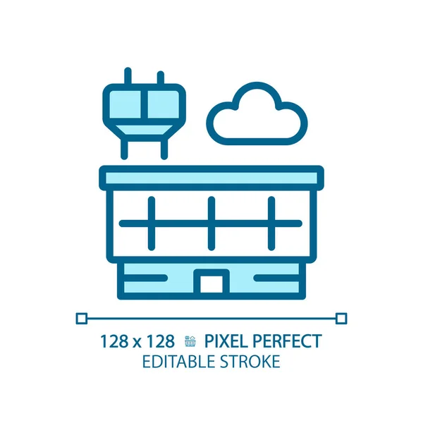 Icono Edificio Azul Editable Perfecto Del Pixel Vector Aislado Ilustración — Vector de stock