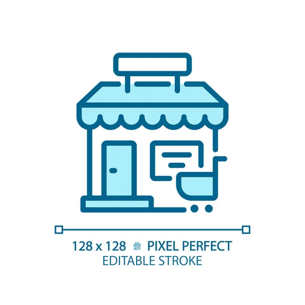 Icono Tienda Azul Editable Perfecto Píxeles Vector Aislado Ilustración Línea — Vector de stock