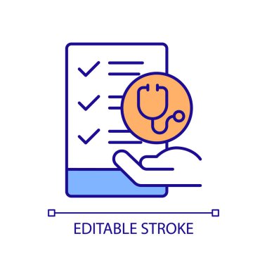 Sağlıklı birlikte çalışabilirlik kaynaklarını temsil eden 2B düzenlenebilir içerik standartları simgesi, izole edilmiş vektör, çok renkli ince çizgi çizimi.