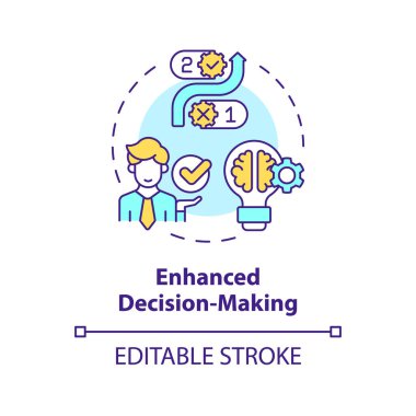 2B düzenlenebilir çok renkli simge geliştirilmiş karar verme kavramı, izole edilmiş vektör, dikkatli girişimcilik ince çizgi çizimi.