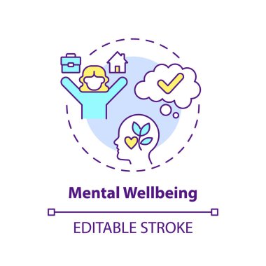 2B düzenlenebilir çok renkli ikon zihinsel refah konsepti, izole vektör, dikkatli girişimcilik ince çizgi çizimi.