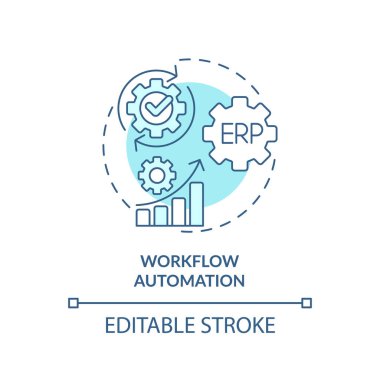 Düzenlenebilir iş akışı mavi simge konsepti, izole edilmiş vektör, kurumsal kaynak planlaması ince çizgi çizimi.
