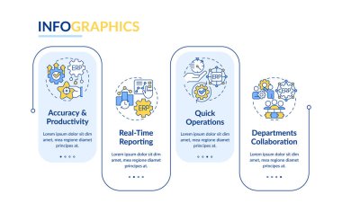 2D enterprise resource planning vector multicolor infographics template, data visualization with 4 steps, process timeline chart. clipart