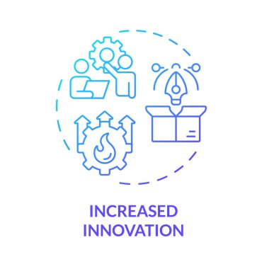 2B gradyan simgesi artan yenilik kavramı, izole edilmiş vektör, dikkatli girişimcilik ince çizgi çizimi.