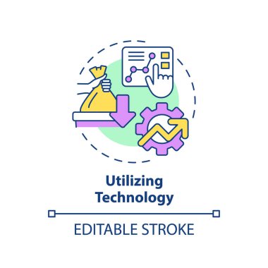 2B düzenlenebilir çok renkli ikon kullanım teknolojisi konsepti, basit izole vektör, sürdürülebilir moda ince çizim.